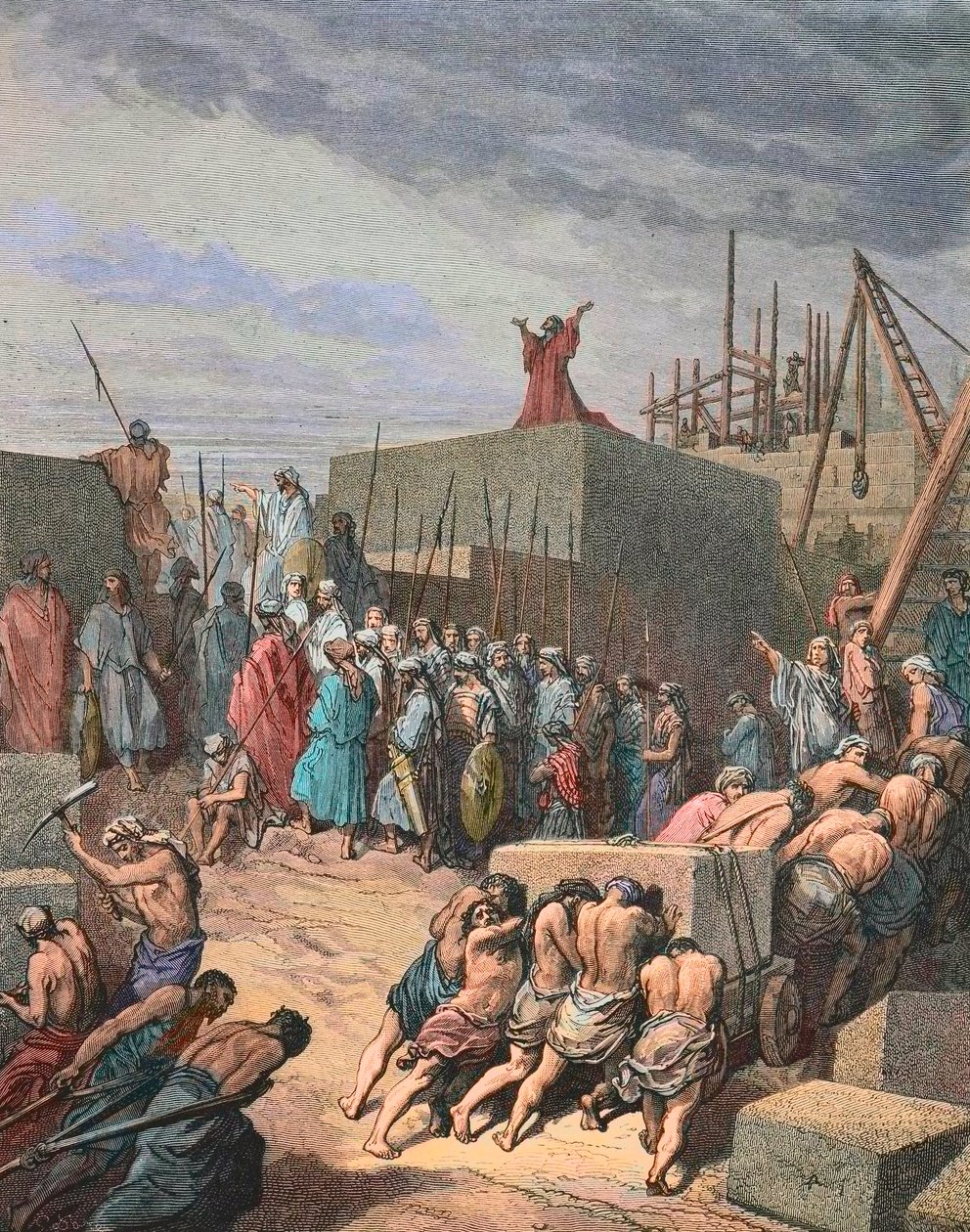 Odbudowa świątyni w Jerozolimie, rycina Gustave Dore autorstwa Gustave Dore