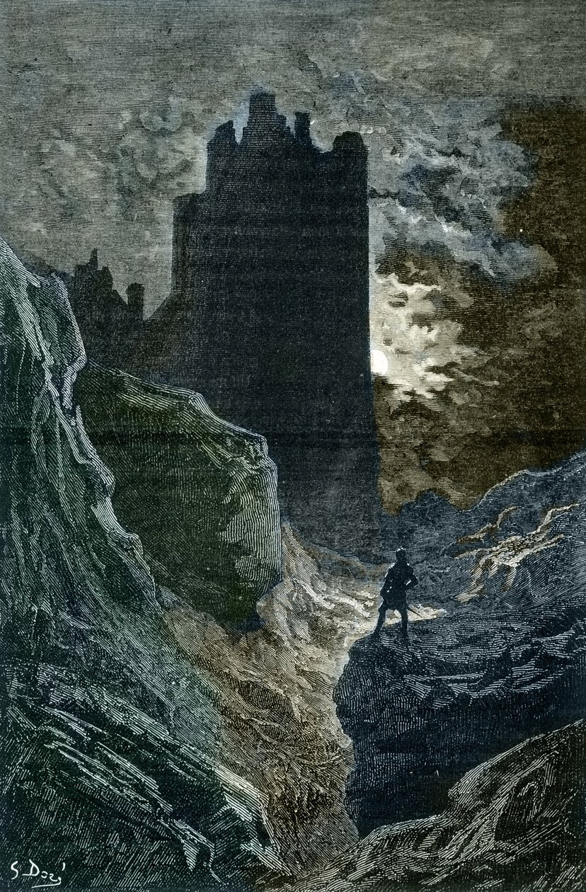 Romantyzm: „” Zamek strachu”” II Ilustracja Gustave Dore (1832-1883) (Zamek strachu, romantyzm, ilustracja Gustave Dore) Zbiory prywatne autorstwa Gustave Dore