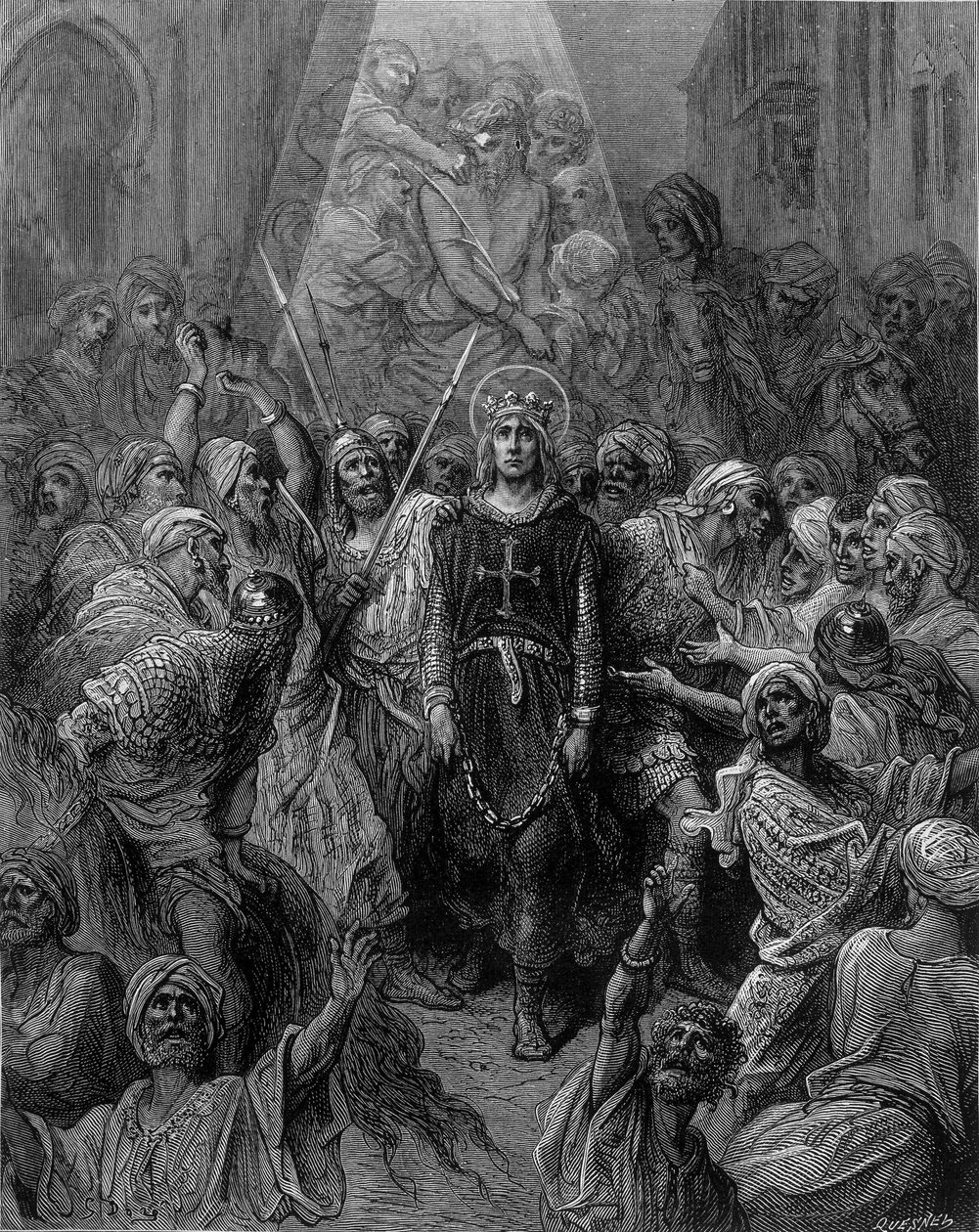 Św. Ludwik wzięty do niewoli w Mansoura podczas VII krucjaty w 1250 r. - rycina Gustave Doré autorstwa Gustave Dore