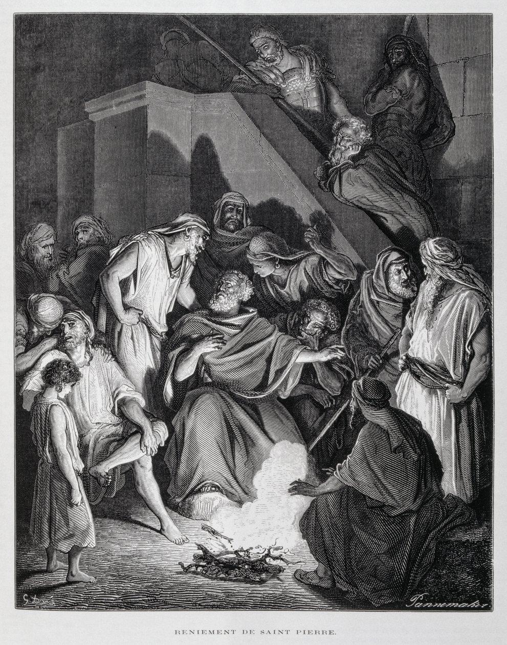 Święty Piotr zapiera się Chrystusa, ilustracja z Biblii Dore