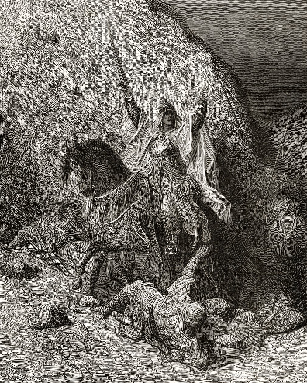 Saladyn Yusuf (zm.1173) sułtan podczas drugiej krucjaty, ilustracja z „Bibliotheque des Croisades” J-F. Michaud, 1877 r. autorstwa Gustave Dore