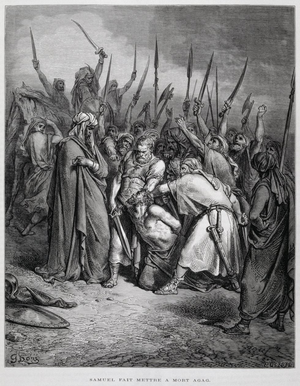 Samuel zabija Agaga, ilustracja z Biblii Dore