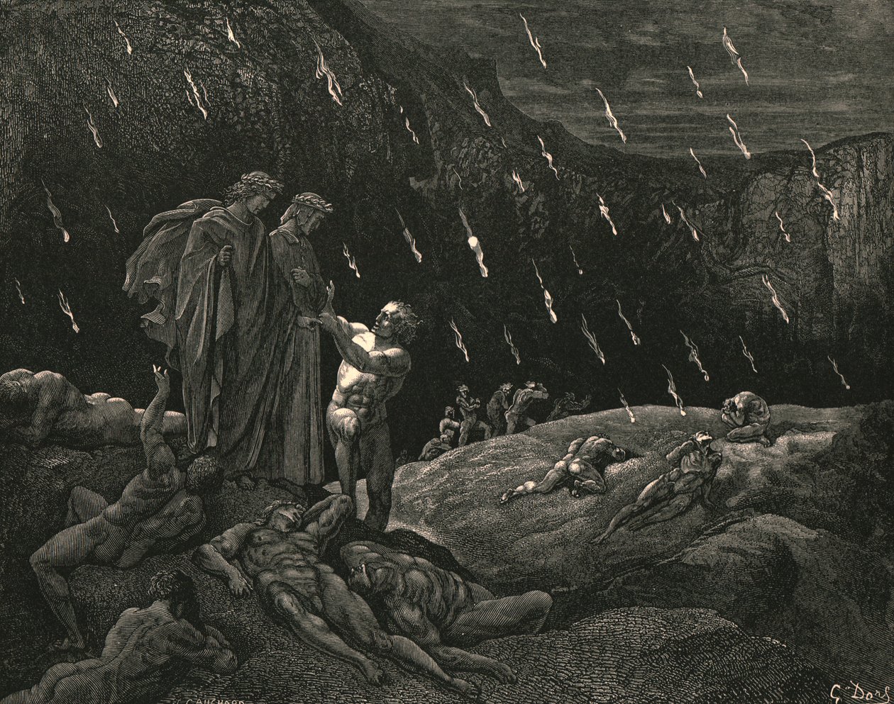 Pan! Brunetto! I jesteście tutaj, ok. 1890 r. autorstwa Gustave Dore