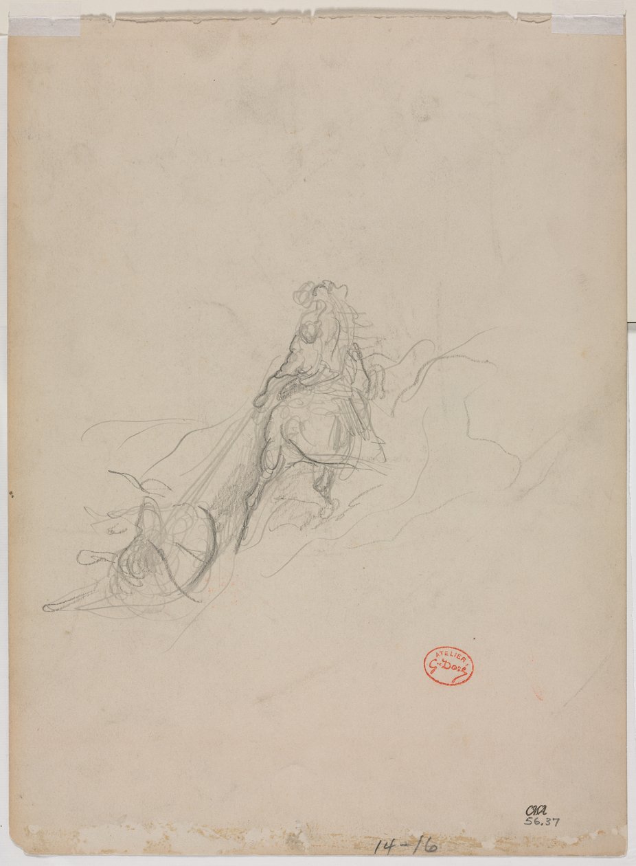 Szkic sceny polowania (verso) autorstwa Gustave Dore