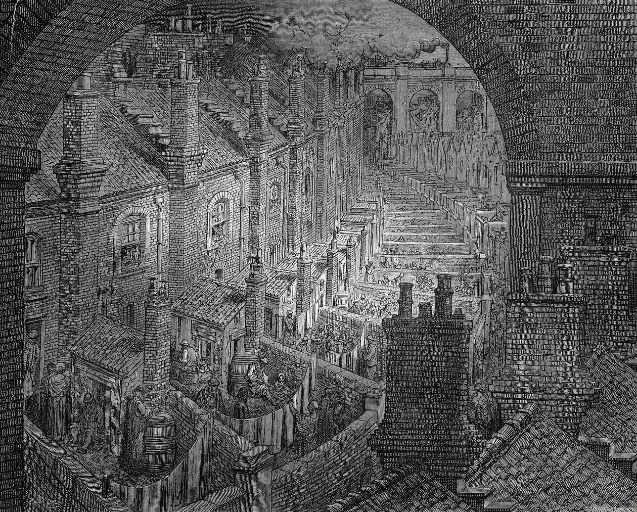 Slumsy Londynu, rycina Gustave Dore (1832-1883) autorstwa Gustave Dore