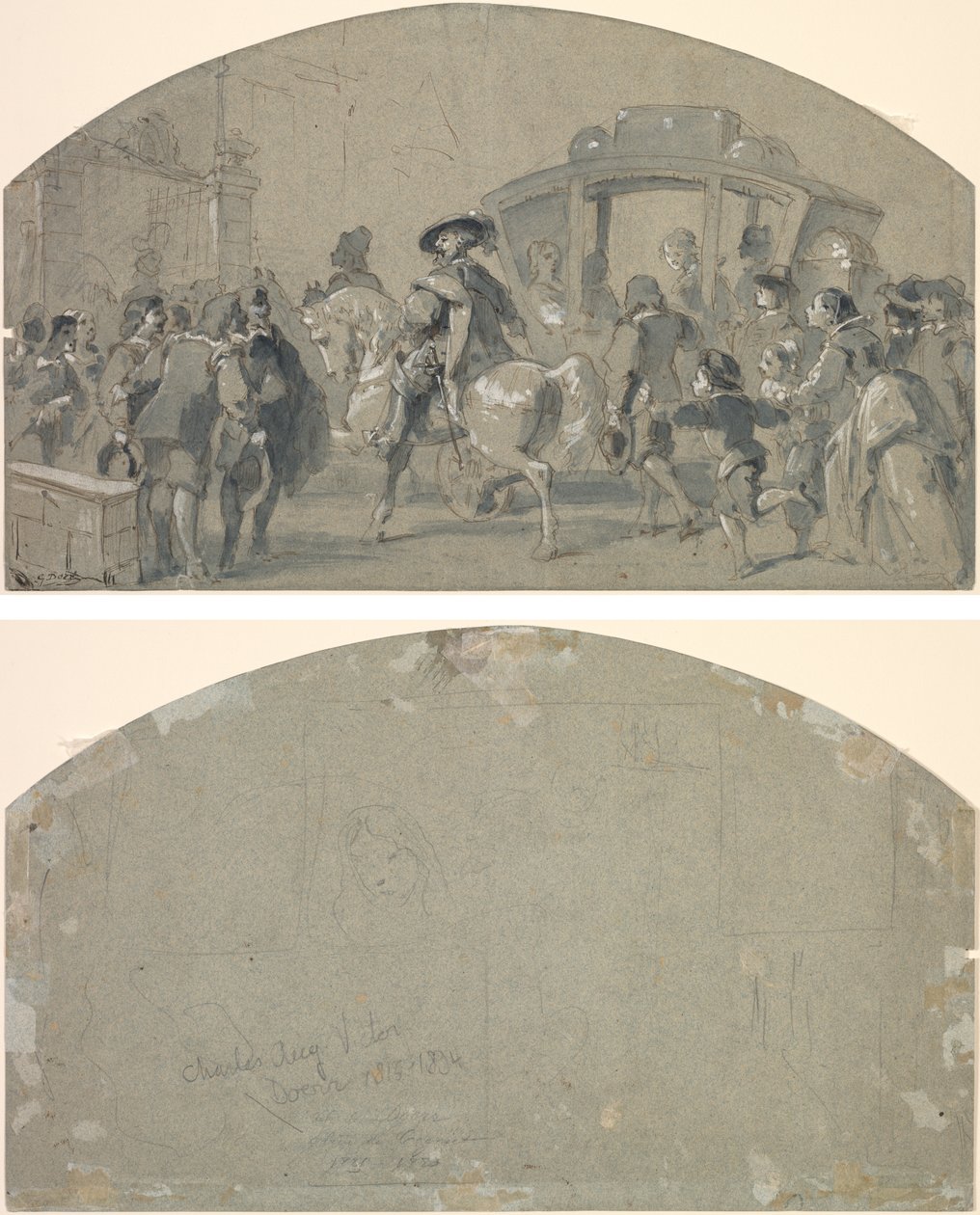 Scena uliczna (rekto); Szkice (verso) autorstwa Gustave Dore
