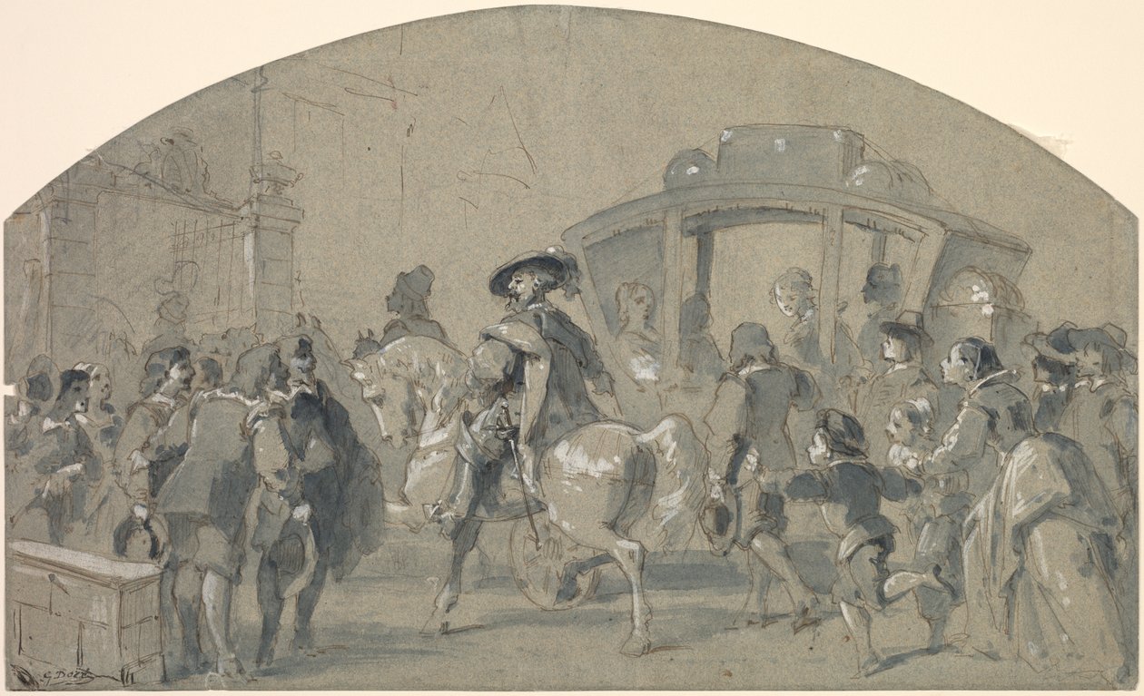 Scena uliczna odwrócona, Szkice odwrócone, ok. 1900 r. 1848-49. autorstwa Gustave Dore