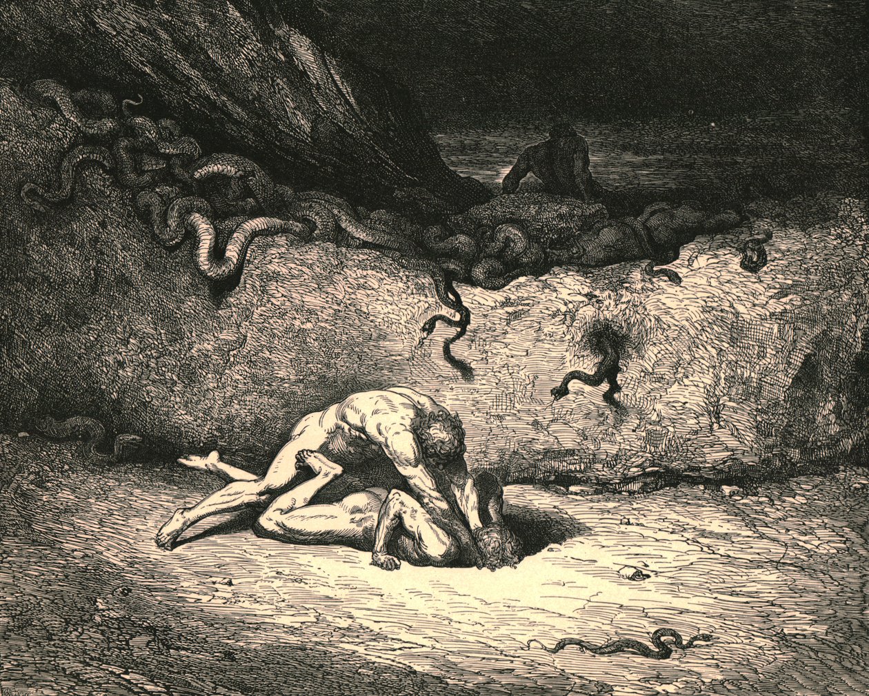 Ten duszek powietrza to Schicchi, w podobnym nastroju przypadkowych wyrzutów psotnych wyrzutów sumienia, który wciąż jest złośliwy, ok. 1890 r. autorstwa Gustave Dore