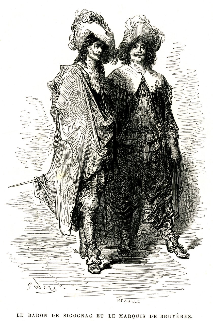 Baron de Sigognac i markiz de Bruyeres. Rycina Gustave