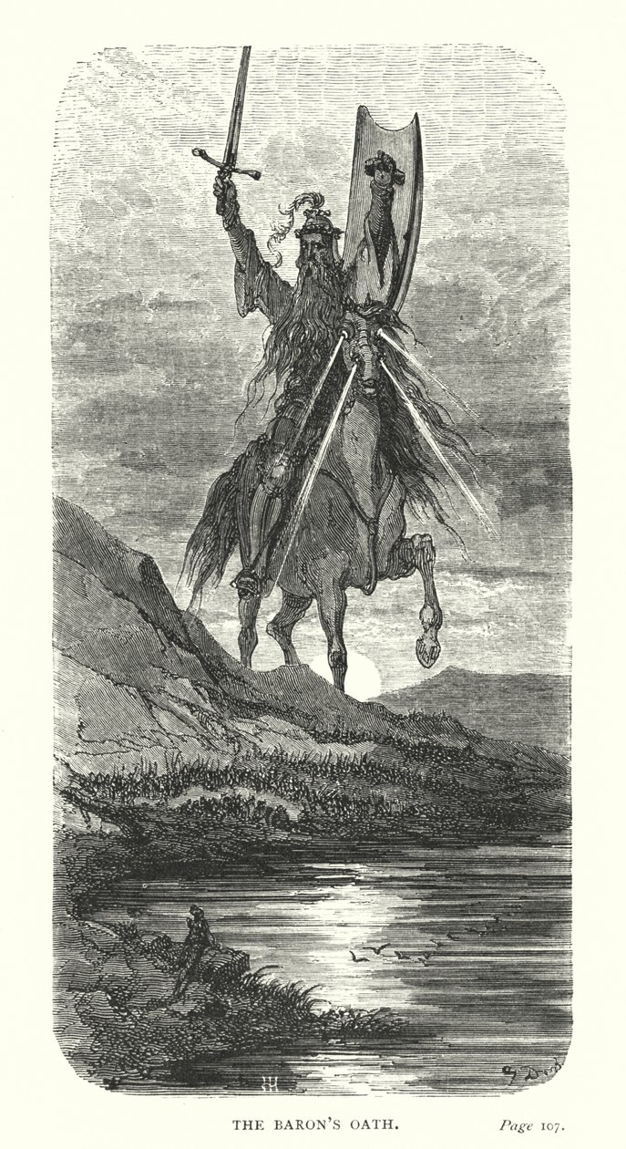 Przysięga barona (rycina) autorstwa Gustave Dore