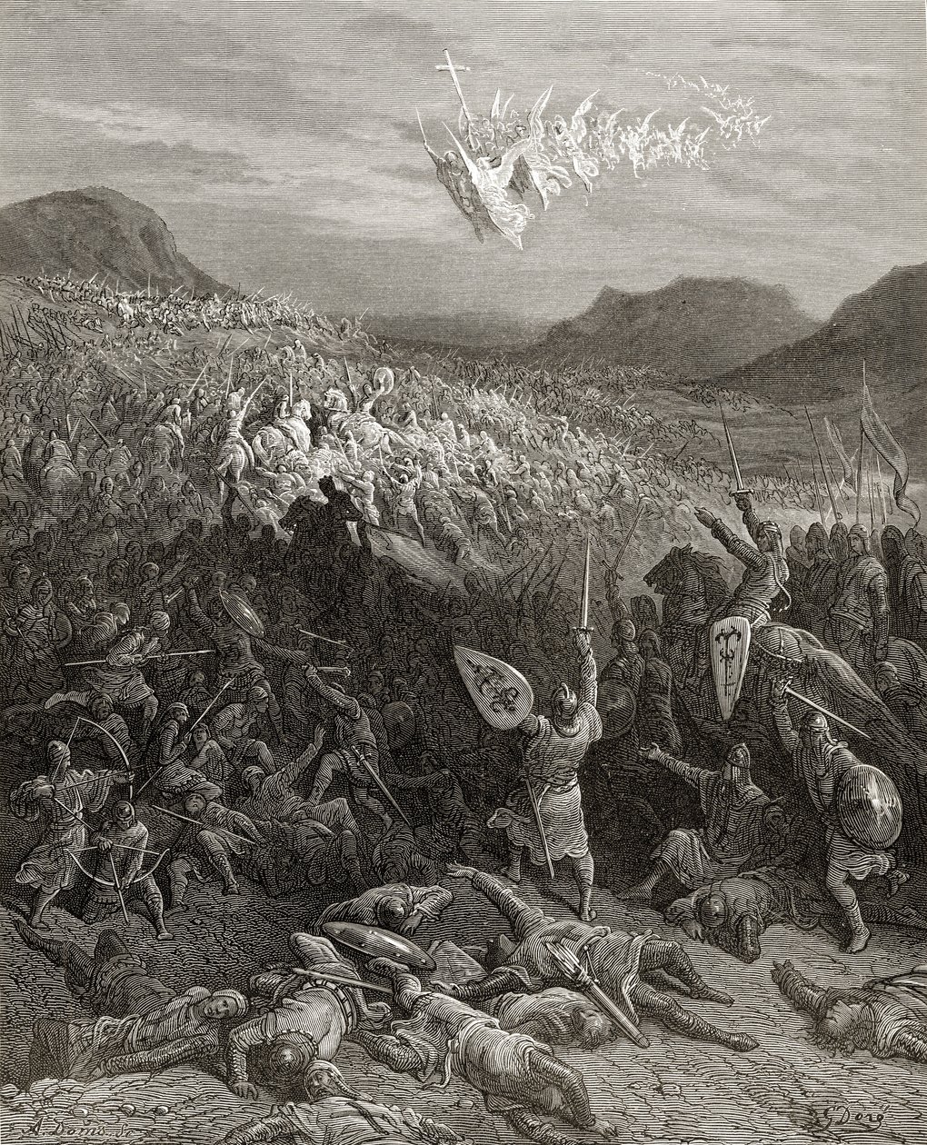 Bitwa pod Niceą w 1097 r., ilustracja z „Bibliotheque des Croisades” J-F. Michaud, 1877 r. autorstwa Gustave Dore