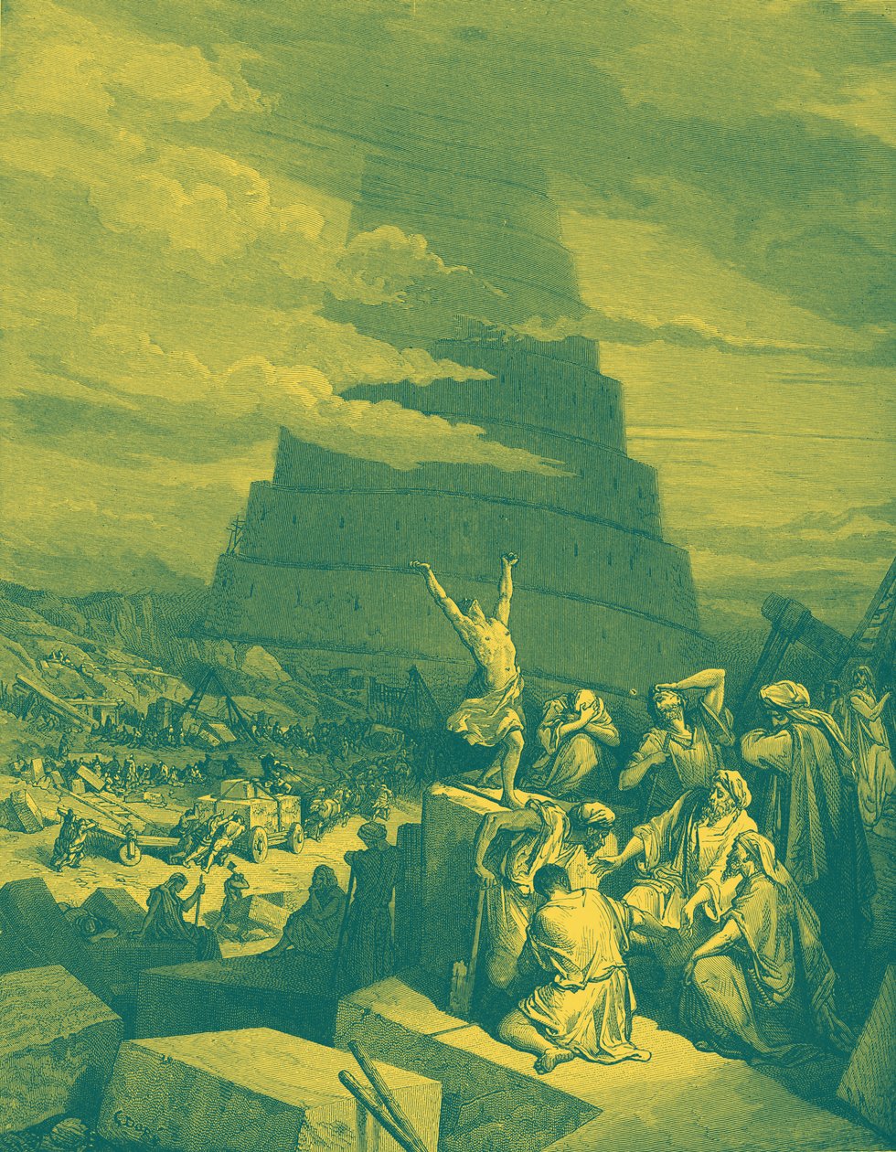 Pomieszanie języków (Wieża Babel) - Biblia autorstwa Gustave Dore