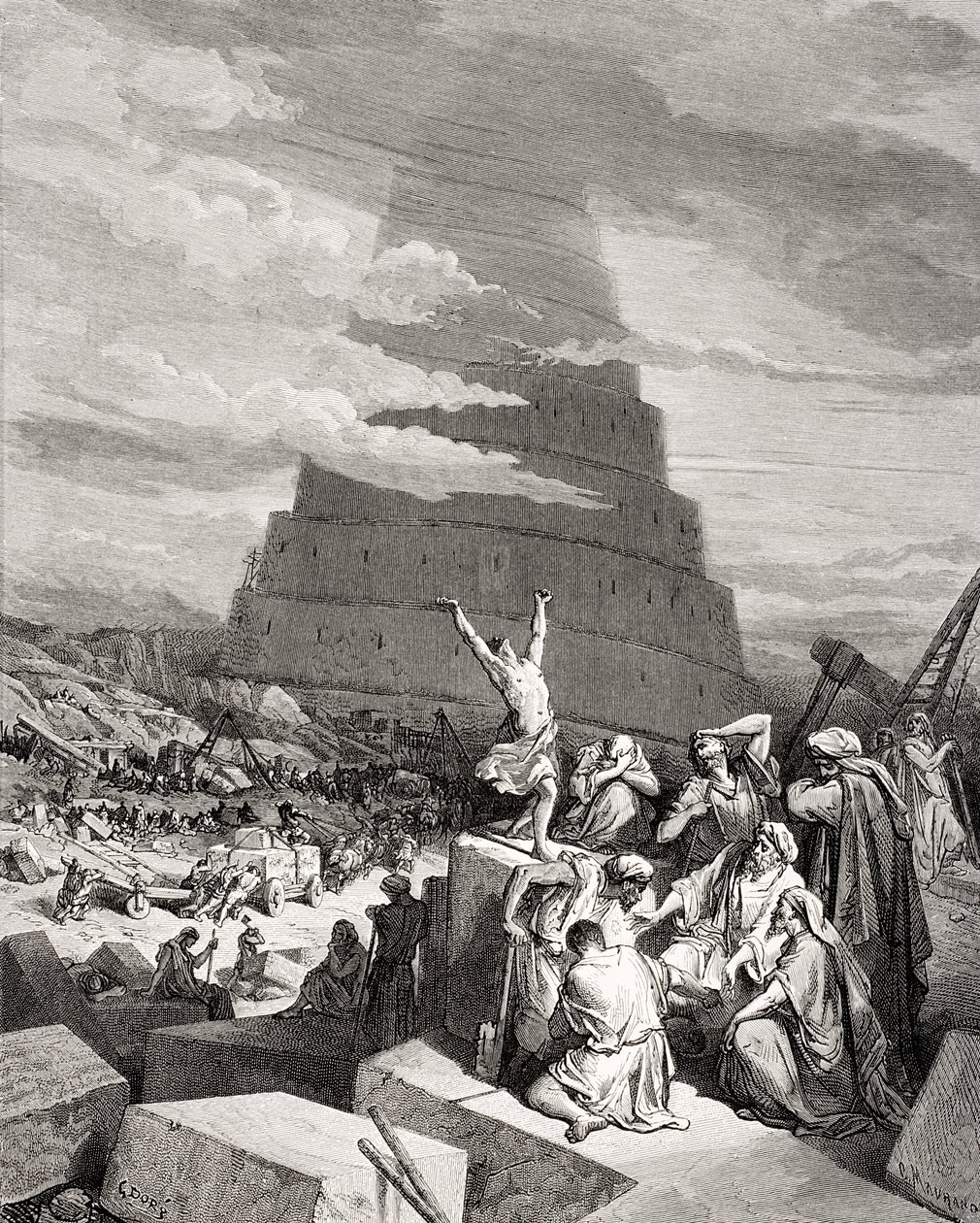 The Confusion of Tongues, Genesis 11:7-9, ilustracja z "The Holy Bible" Dore