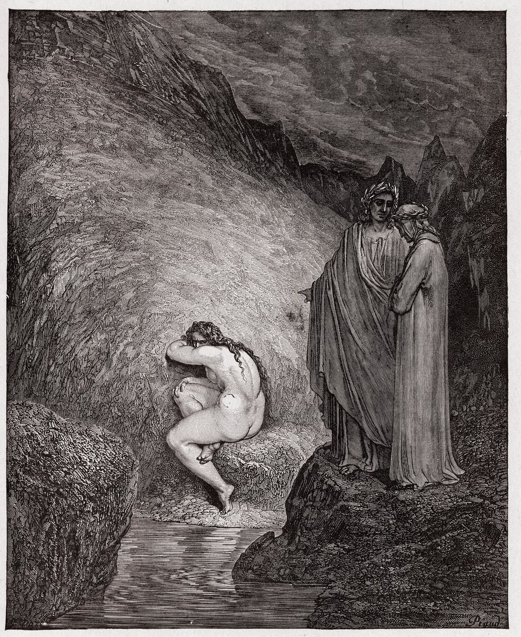 Boska Komedia (La Divina Commedia, La Divine Comedie), Inferno, Canto 30: Mirra, skazana za kazirodztwo - Dante Alighieri (1265-1321) - Ilustracja Gustave Dore (1832-1883) autorstwa Gustave Dore