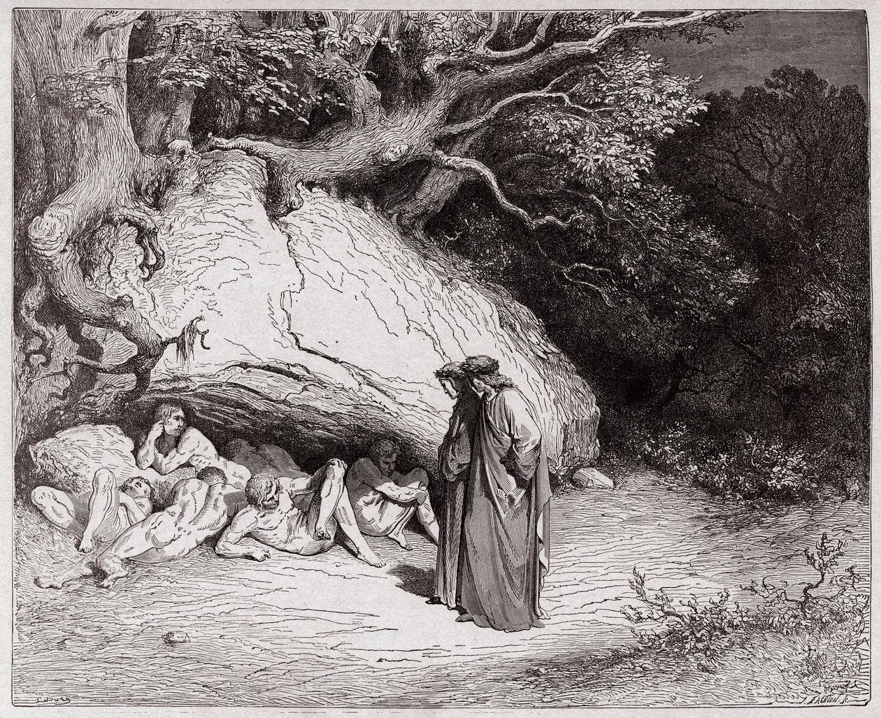 Boska Komedia (La Divina Commedia, La Divine Comedie), Inferno, Canto 4: Niewinne dusze w otchłani - autorstwa Dante Alighieri (1265-1321) - Ilustracja Gustave Dore (1832-1883) autorstwa Gustave Dore