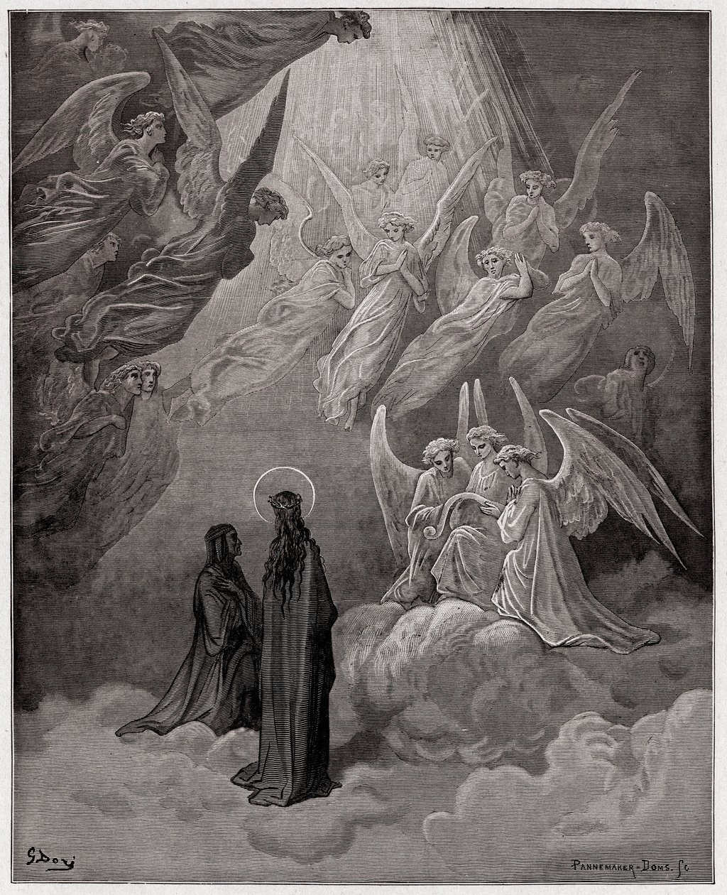 Boska Komedia (La Divina Commedia, La Divine Comedie), Paradiso, Canto 20: Świetliste dusze śpiewają – Dante Alighieri (1265-1321) – Ilustracja Gustave Dore (1832-1883) autorstwa Gustave Dore