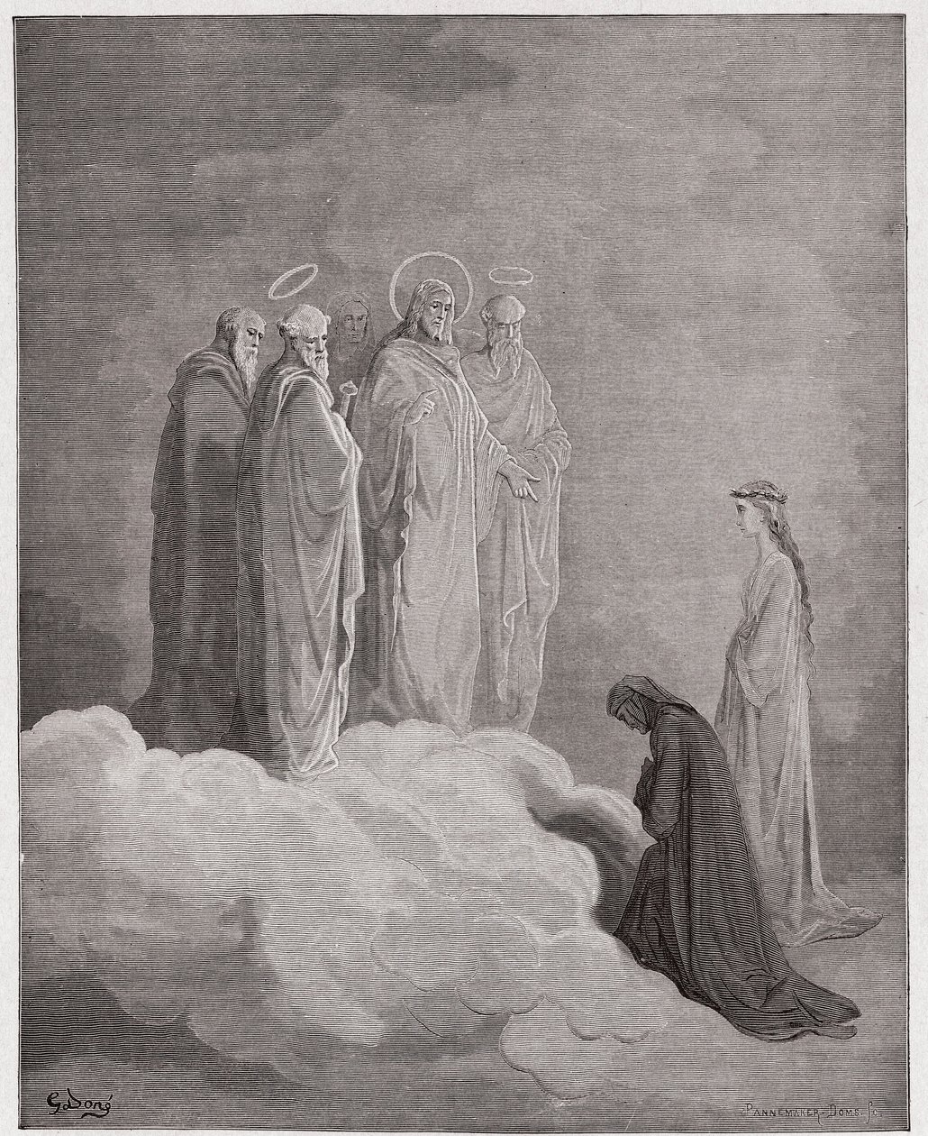 Boska Komedia (La Divina Commedia, La Divine Comedie), Paradiso, Canto 26: Św. Jan bada Dantego odnośnie miłości - autorstwa Dante Alighieri (1265-1321) - Ilustracja Gustave Dore (1832-1883) autorstwa Gustave Dore