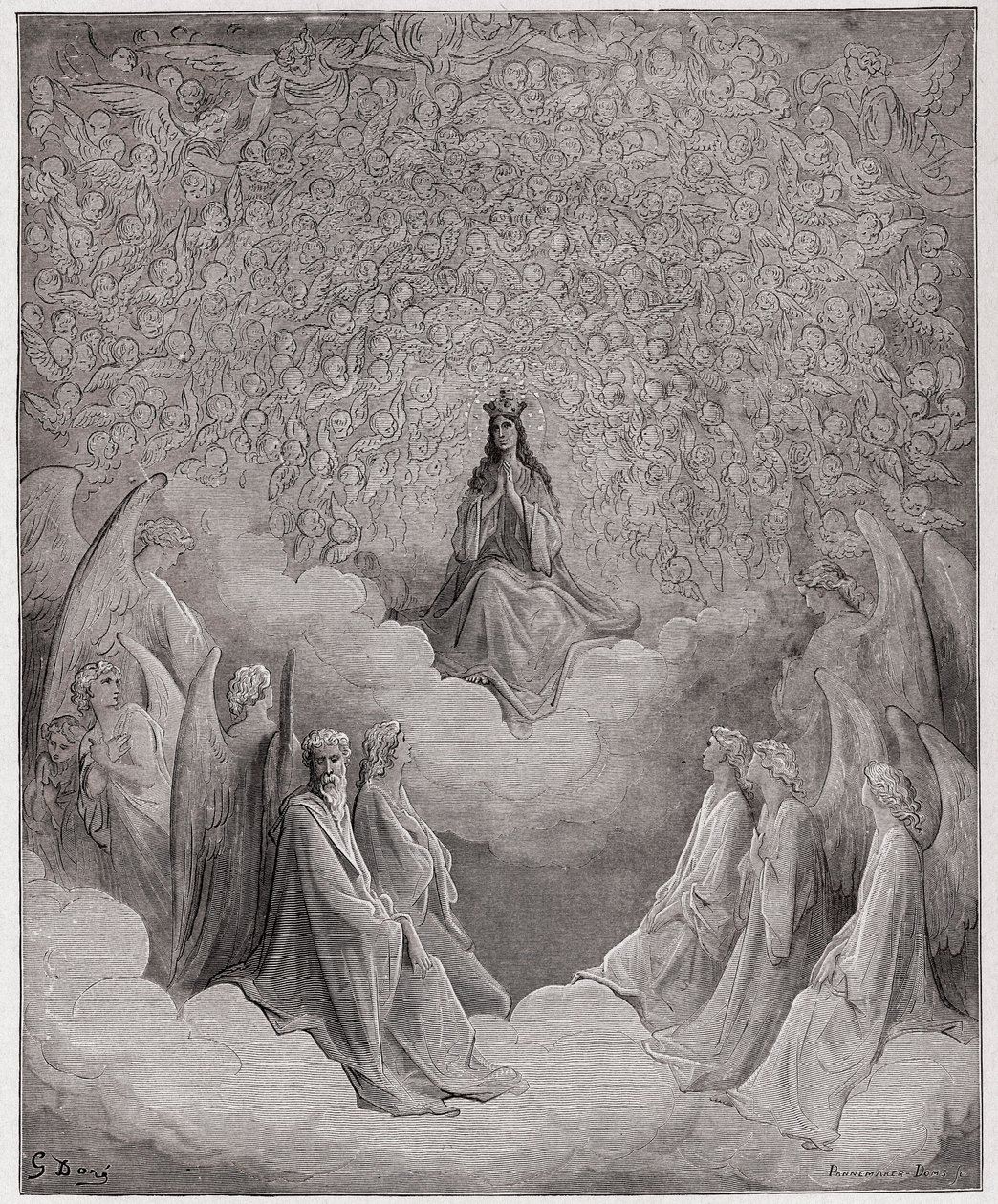Boska Komedia (La Divina Commedia, La Divine Comedie), Paradiso, Canto 31: Królowa niebios - Dante Alighieri (1265-1321) - Ilustracja Gustave Dore (1832-1883) autorstwa Gustave Dore