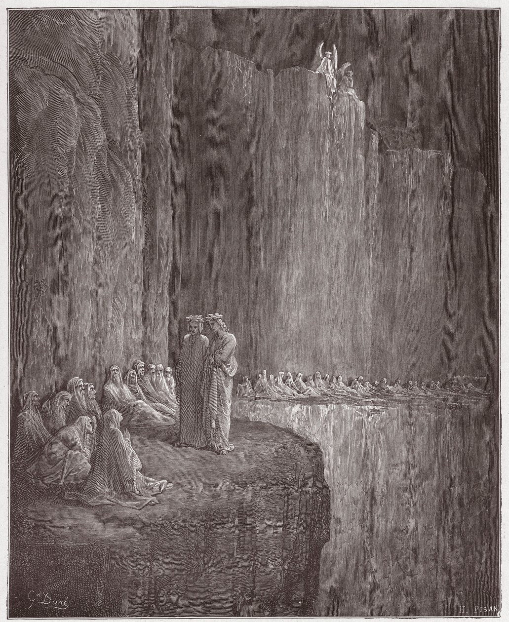 Boska Komedia (La Divina Commedia, La Divine Comedie), Purgatorio, Canto 13: Sapia oczyszcza swoje winne życie - Dante Alighieri (1265-1321) - Ilustracja Gustave Dore (1832-1883) autorstwa Gustave Dore