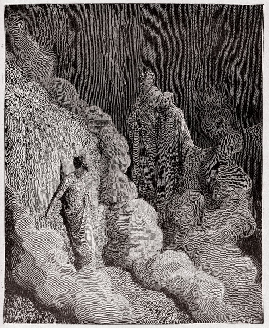 Boska Komedia (La Divina Commedia, La Divine Comedie), Purgatorio, Canto 16: Dante przemawia do duszy Marco Lombardo - autorstwa Dante Alighieri (1265-1321) - Ilustracja Gustave Dore (1832-1883) autorstwa Gustave Dore