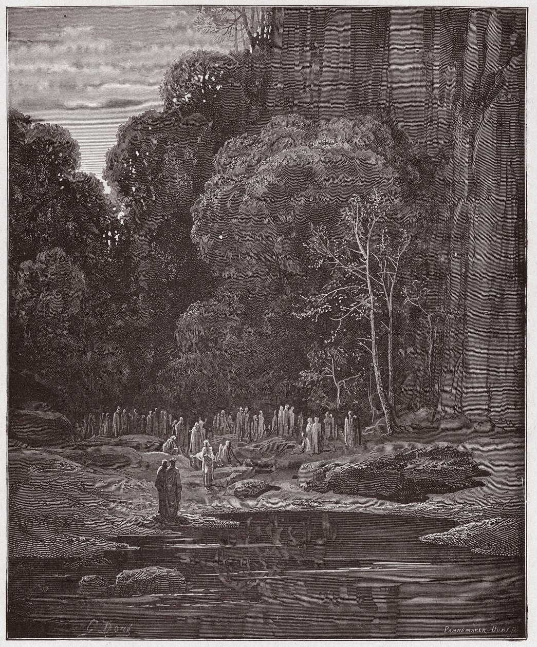 Boska Komedia (La Divina Commedia, La Divine Comedie), Purgatorio, Canto 5: Późni skruszeni śpiewający Miserere - autorstwa Dante Alighieri (1265-1321) - Ilustracja Gustave Dore (1832-1883) autorstwa Gustave Dore