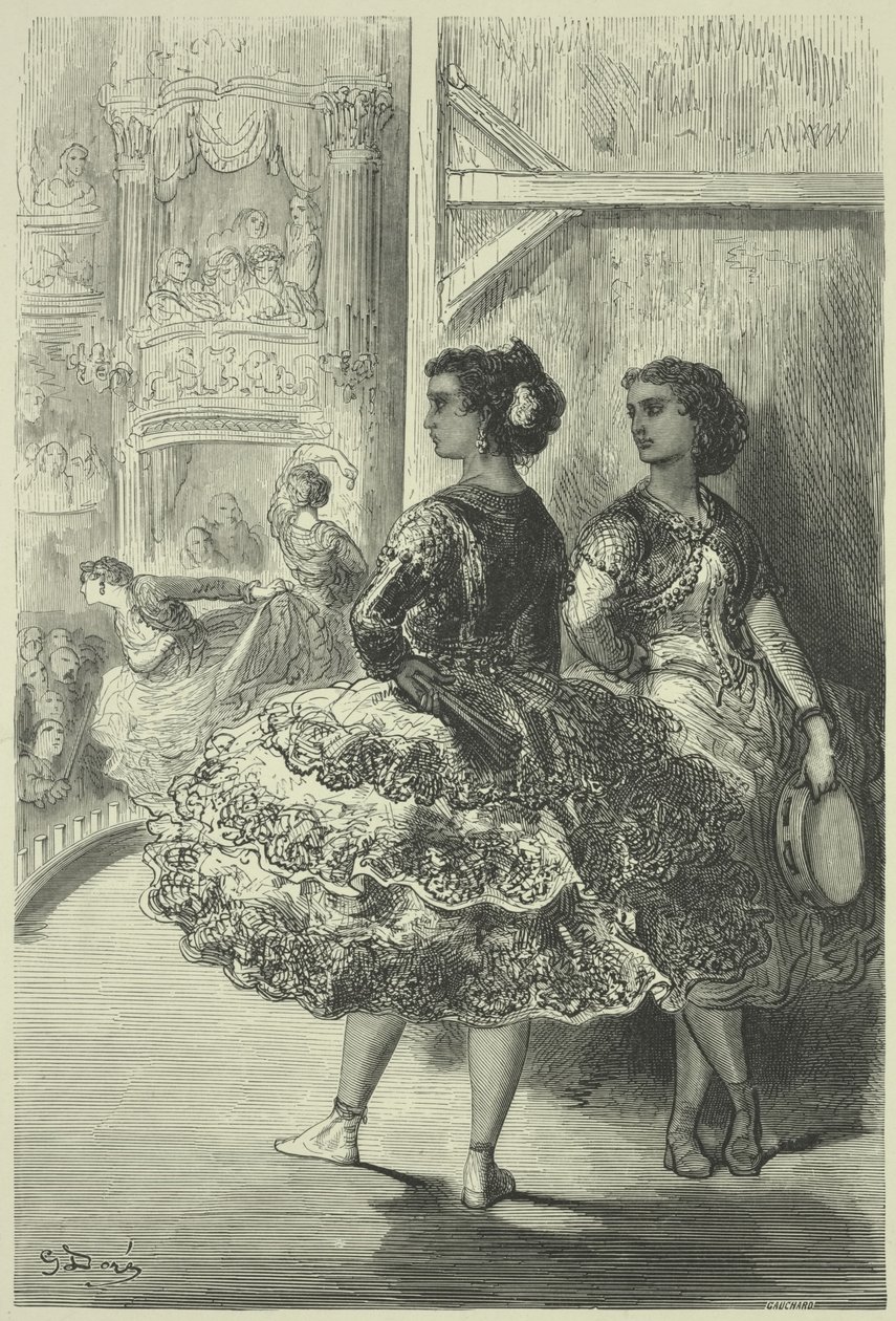 Fandango w teatrze San Fernando, Sewilla autorstwa Gustave Dore
