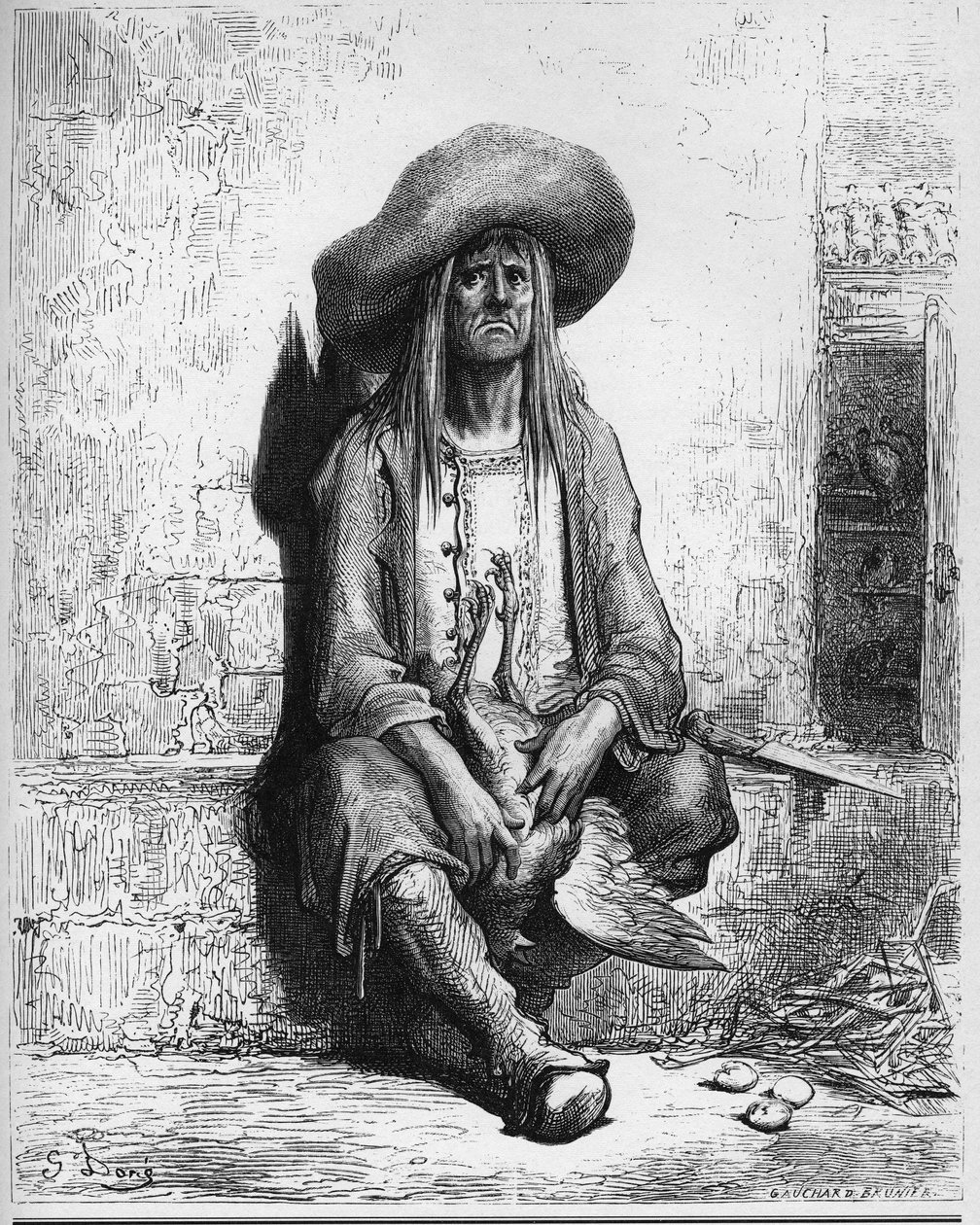 Gęś, która złożyła złote jajka – z „Bajek” Jeana de La Fontaine autorstwa Gustave Dore