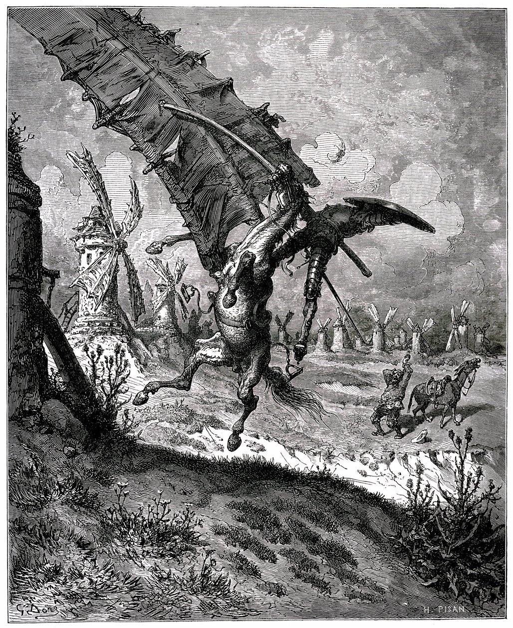 Pomysłowy Hidalgo Don Kichot z kanału, Miguel de Cervantes autorstwa Gustave Dore