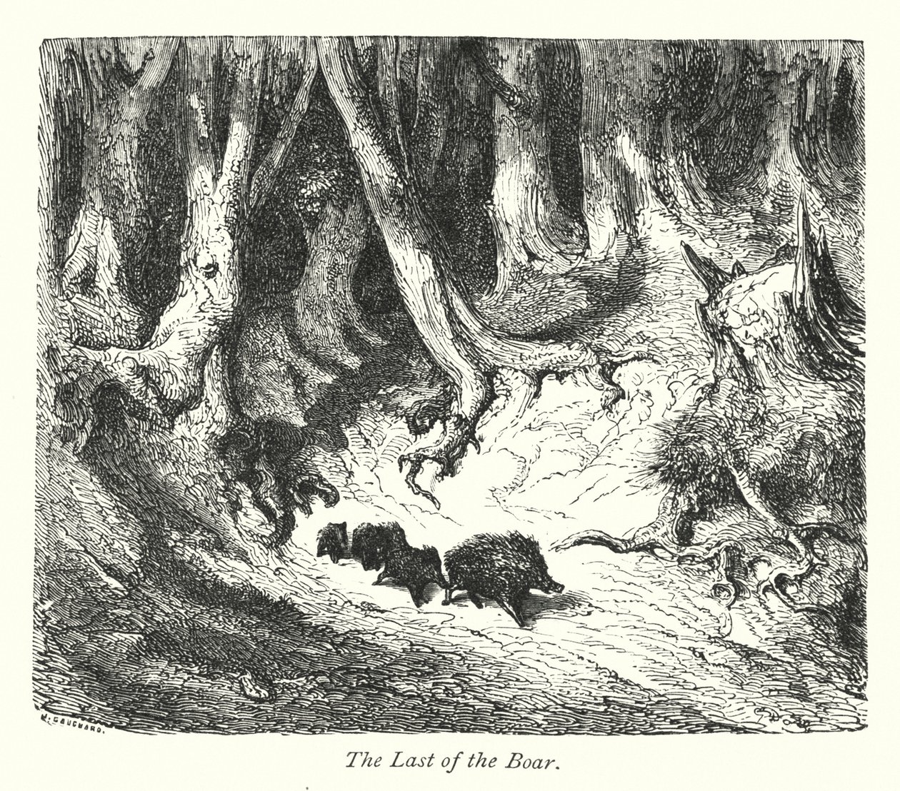 Ostatni dzik (rycina) autorstwa Gustave Dore