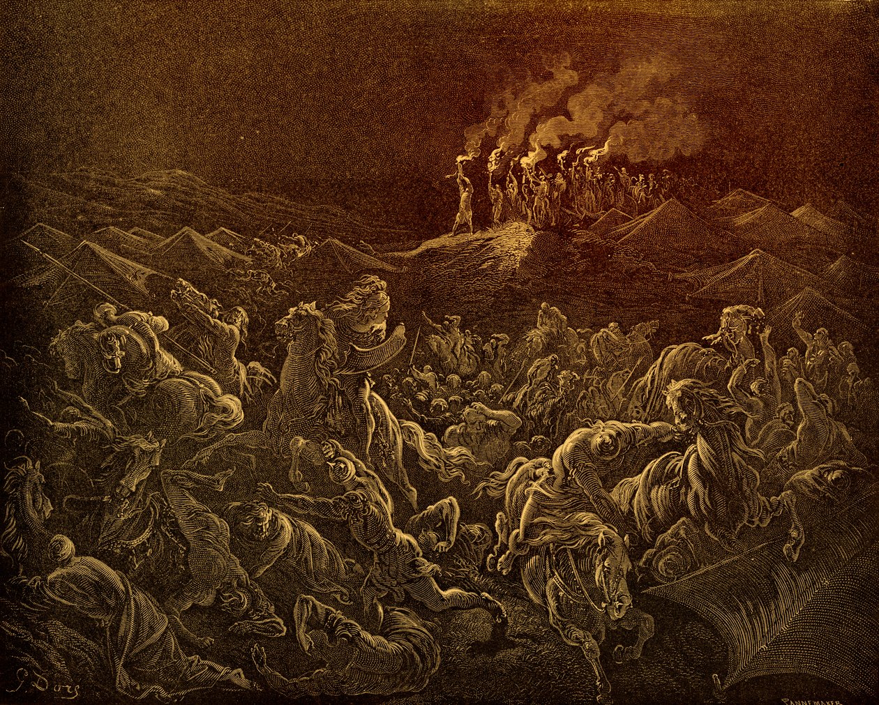 Midianici zmuszeni do ucieczki przez Doré - Biblia autorstwa Gustave Dore