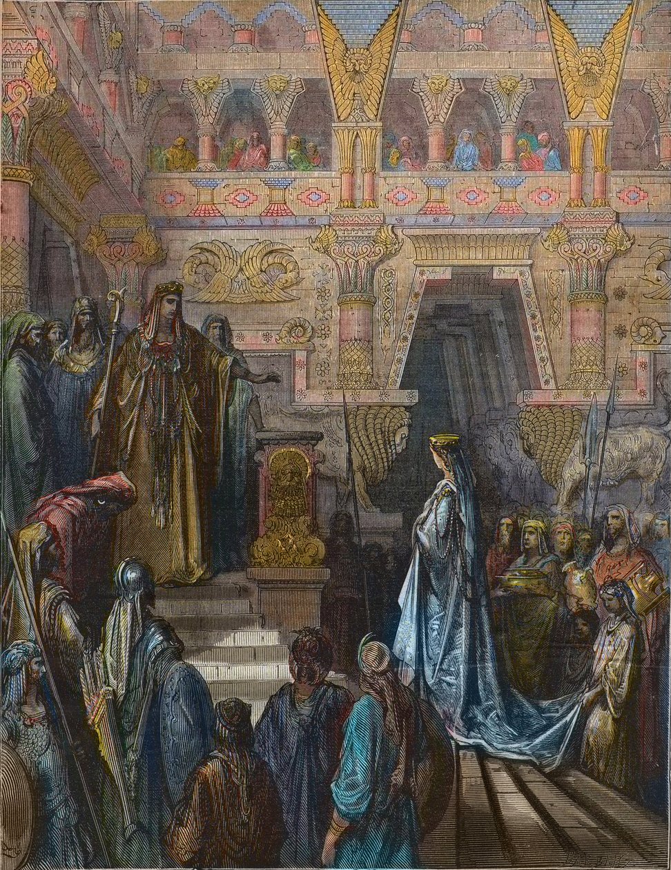 Królowa Saby przed Salomonem Grawerowane przez Gustave Dore autorstwa Gustave Dore