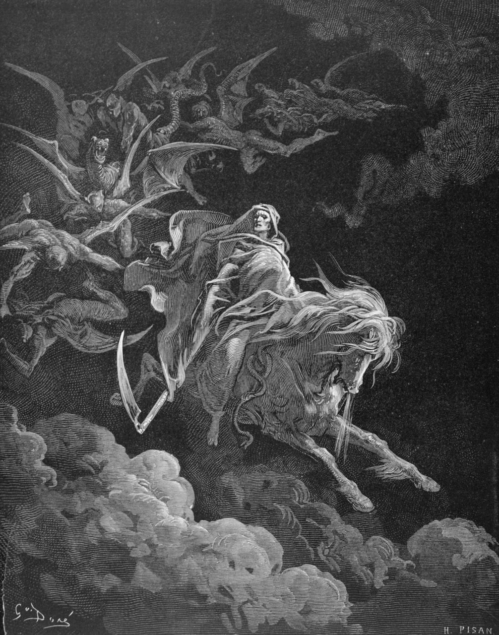 Wizja śmierci, rytowana przez Heliodore Joseph Pisan (1822-90) ok. 1868 r. autorstwa Gustave Dore