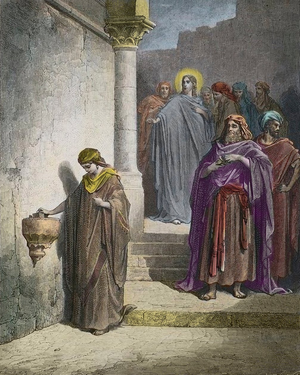 Roztocz wdowy (Ofiara wdowy) - rycina Gustave Dore - późniejsza kolorystyka autorstwa Gustave Dore