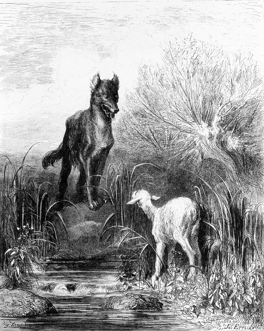 Wilk i Baranek „Bajki” z La Fontaine autorstwa Doré autorstwa Gustave Dore