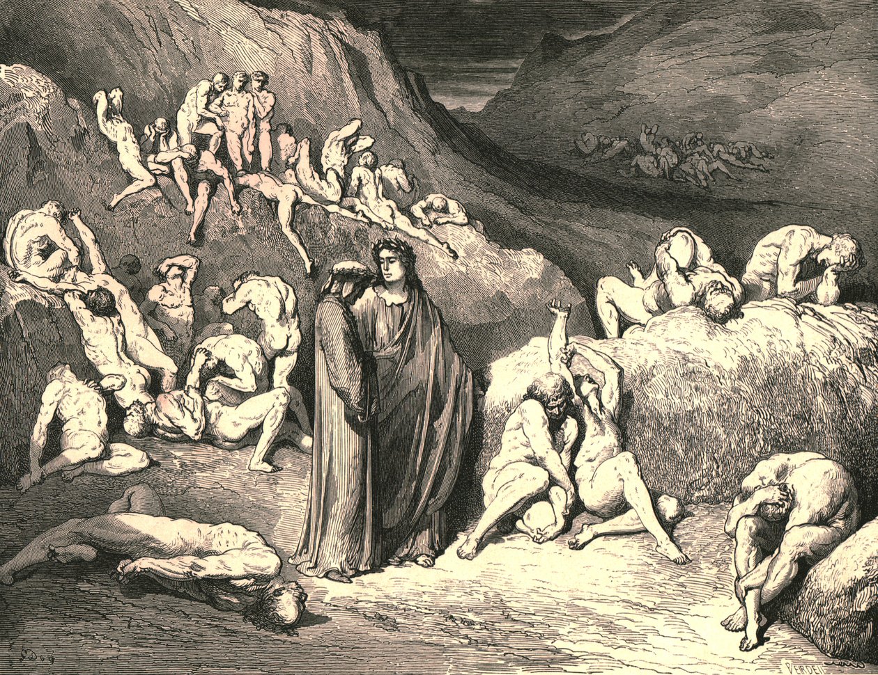 Skórka została wyciągnięta od spodu w płatkach, ok. 1890 r. autorstwa Gustave Dore