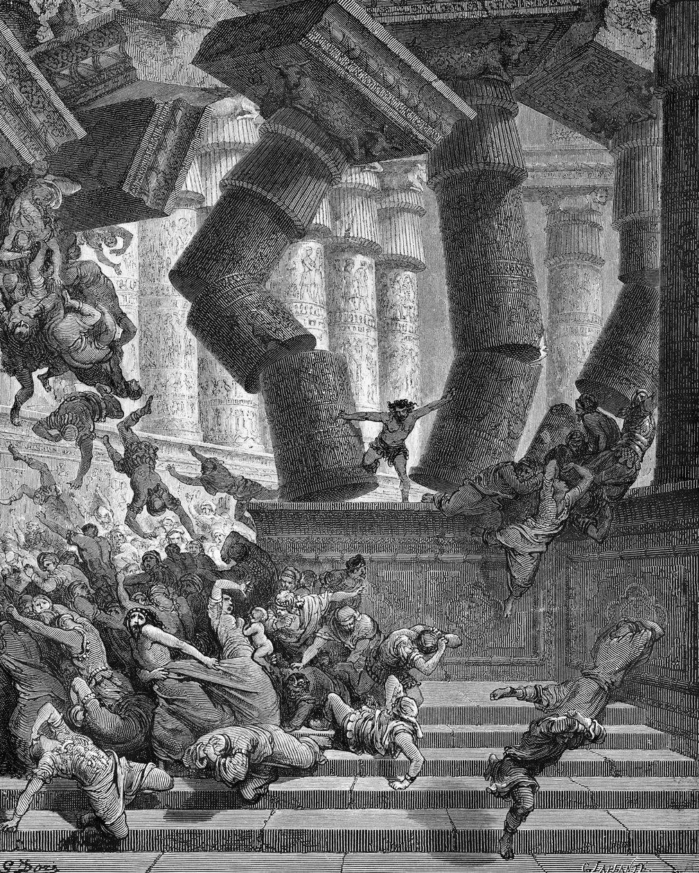 Śmierć Samsona - Biblia autorstwa Gustave Dore