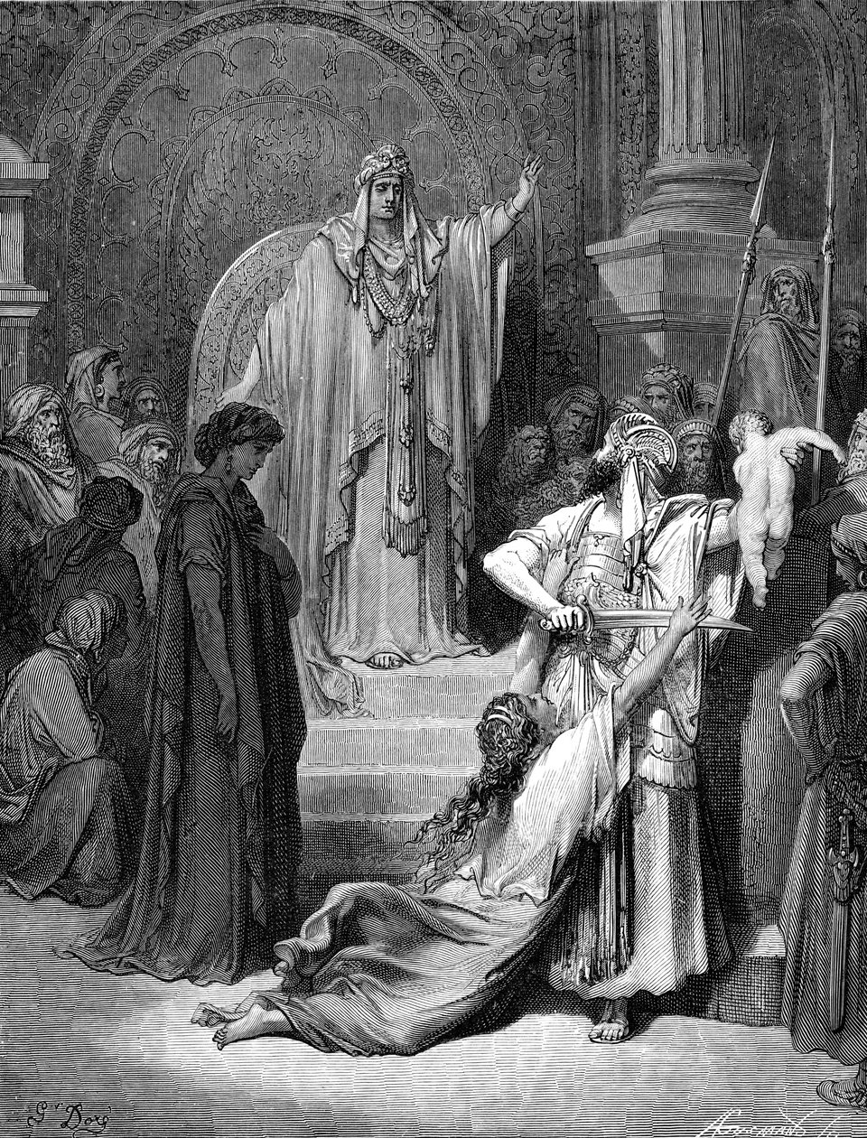 Sąd Salomona - Biblia autorstwa Gustave Dore