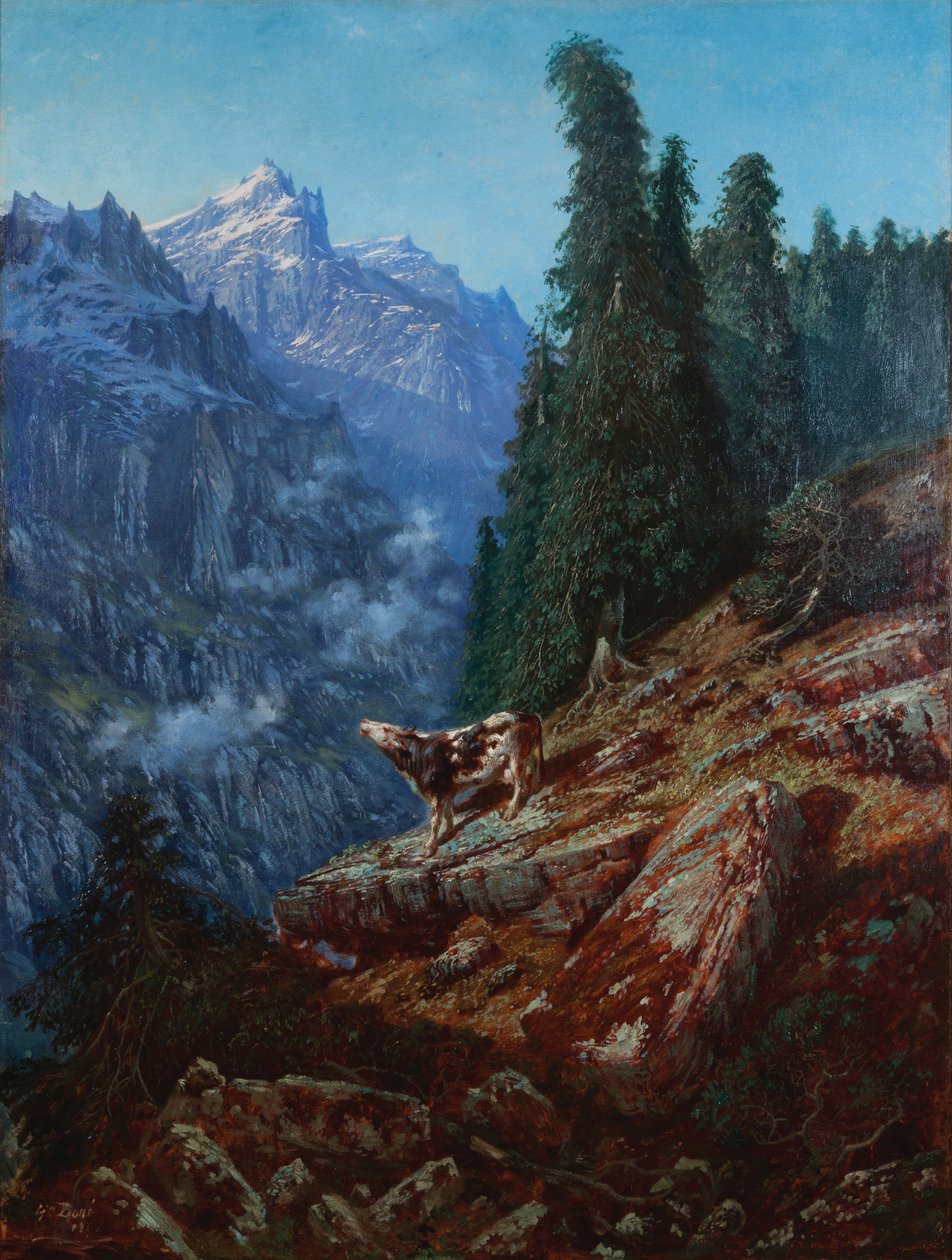 Zagubiona krowa 1852 (olej na płótnie) autorstwa Gustave Dore