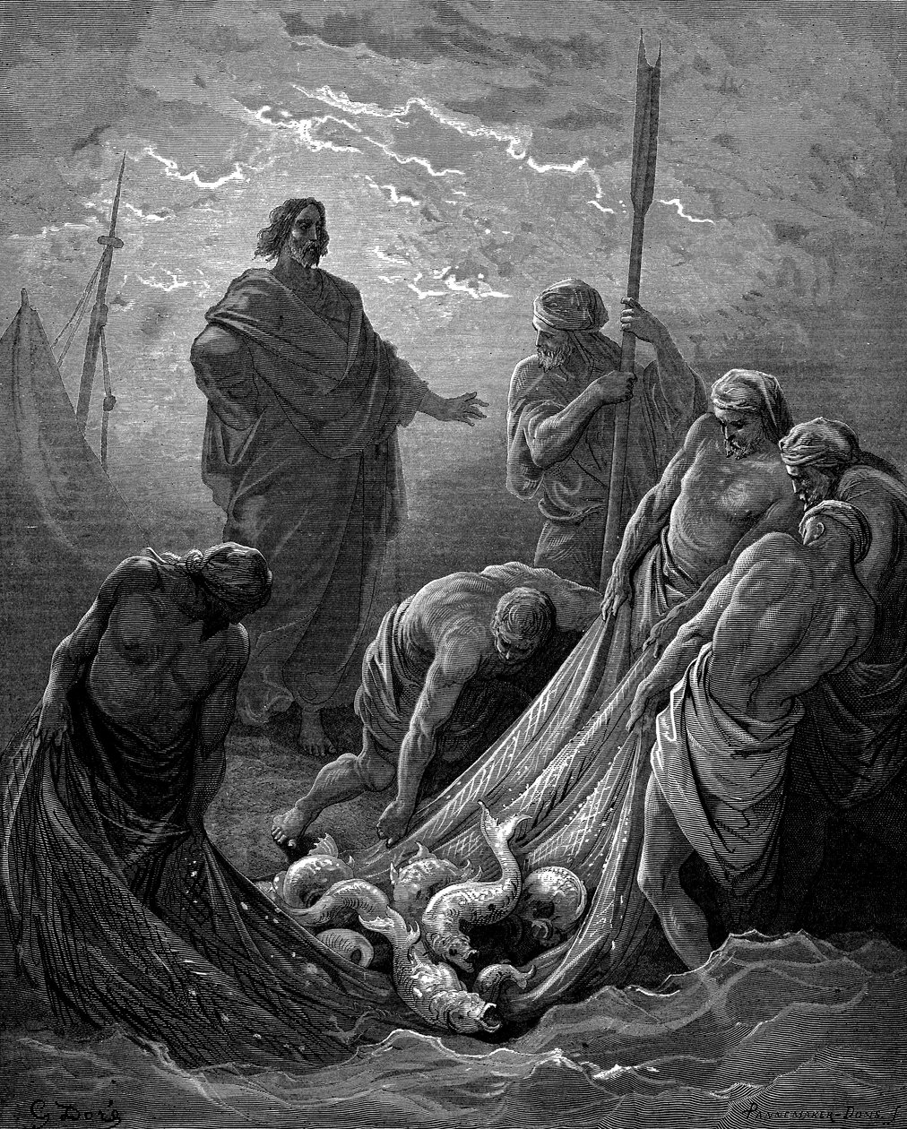 Cudowny połów ryb, 1866 autorstwa Gustave Dore