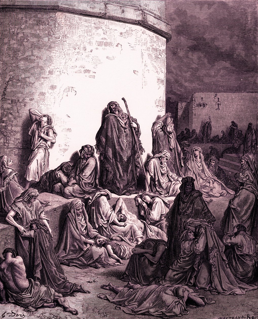 Ludzie opłakują Jerozolimę, autorstwa Doré - Biblia autorstwa Gustave Dore