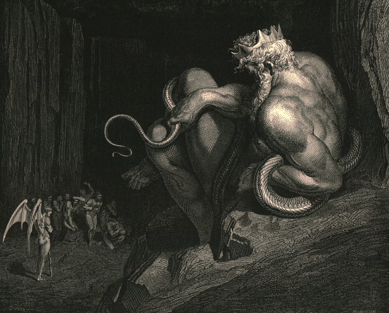Stoi tam Minos, ok. 1890 r. autorstwa Gustave Dore