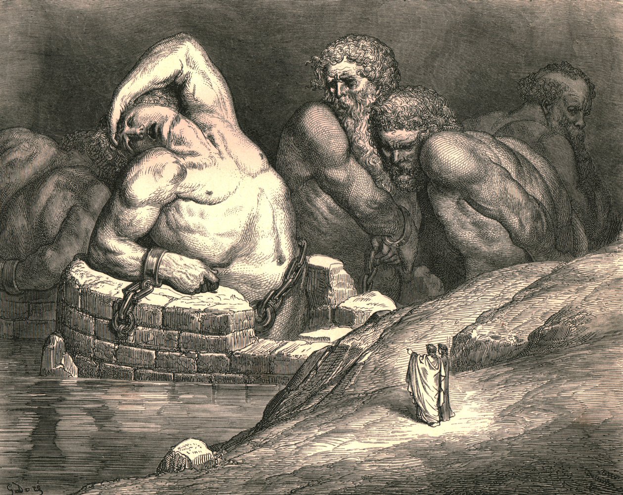 Ten dumny chciałby ze swojej siły przeciwko wszechmogącemu Jowiszowi, około 1890 roku. autorstwa Gustave Dore