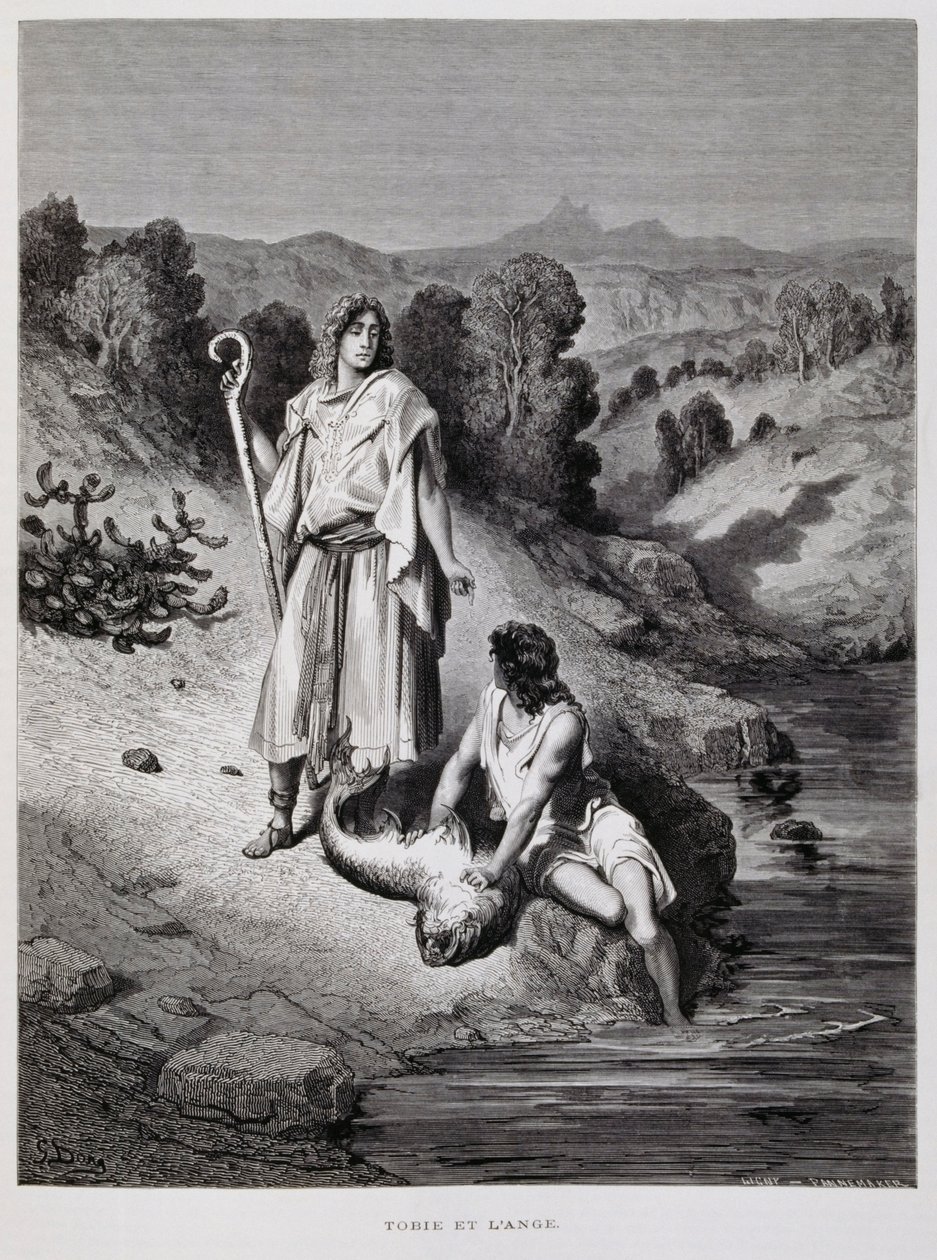 Tobiasz i anioł, ilustracja z Biblii Dore