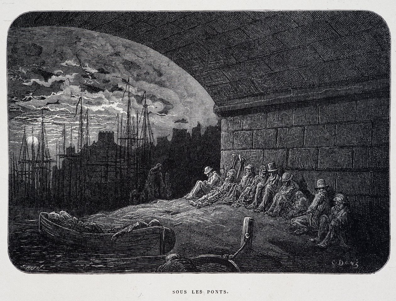 Tramp Under Bridges – w „Londynie” Gustave Doré autorstwa Gustave Dore