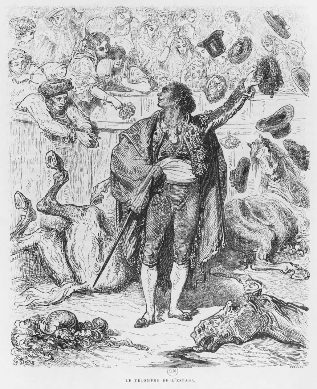 Triumf matadora, grawerowany przez Boetzel autorstwa Gustave Dore