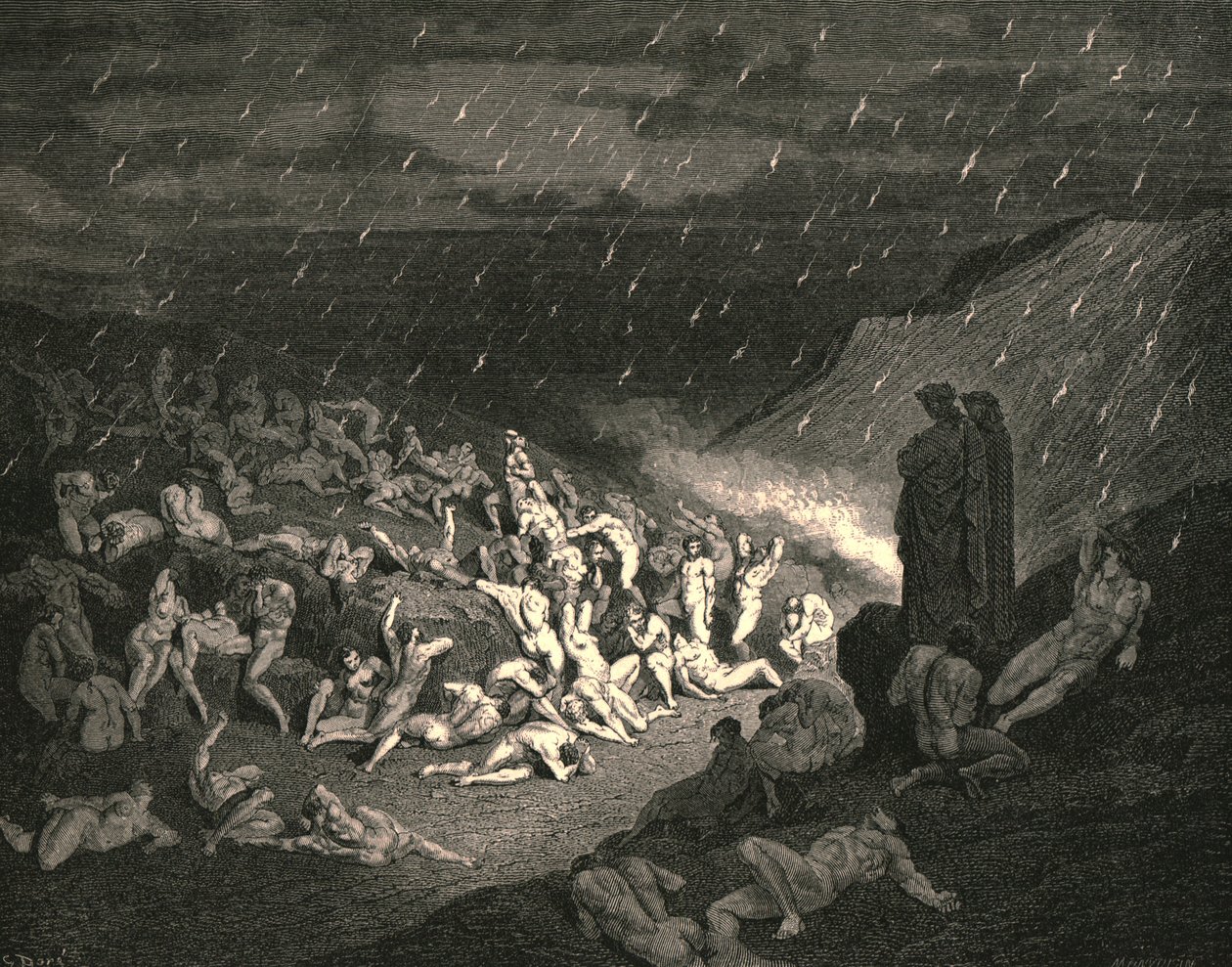Nieustanna gra nieszczęsnych rąk, około 1890 roku. autorstwa Gustave Dore