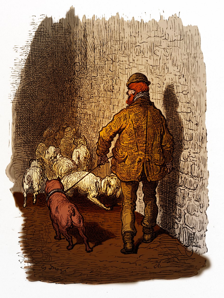 Grawerowanie wiktoriańskich doków londyńskich autorstwa Gustave Doré autorstwa Gustave Dore