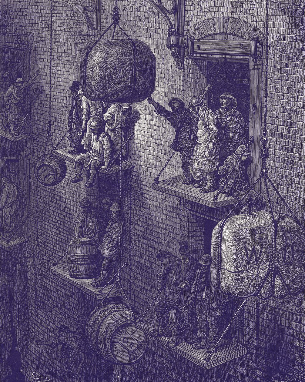 Magazyn wiktoriański w Londynie autorstwa Gustave Dore