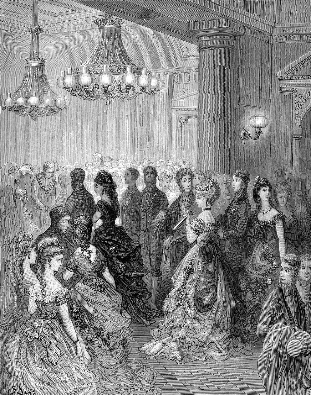 Wiktoriański bal w Mansion House, Londyn grawerowany przez Gustave Doré autorstwa Gustave Dore