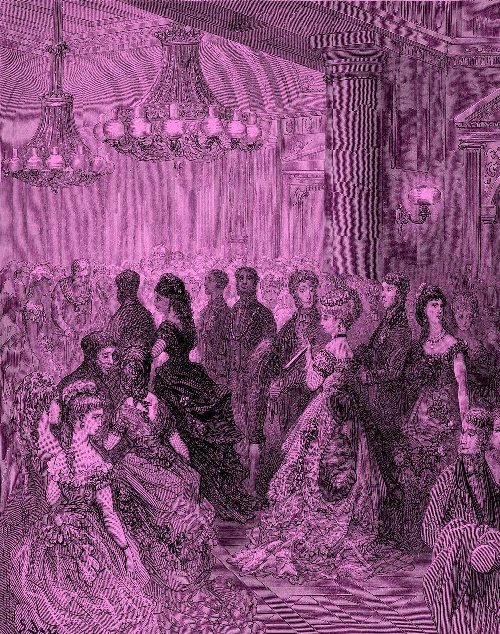 Wiktoriański bal w Mansion House, Londyn grawerowany przez Gustave Doré autorstwa Gustave Dore